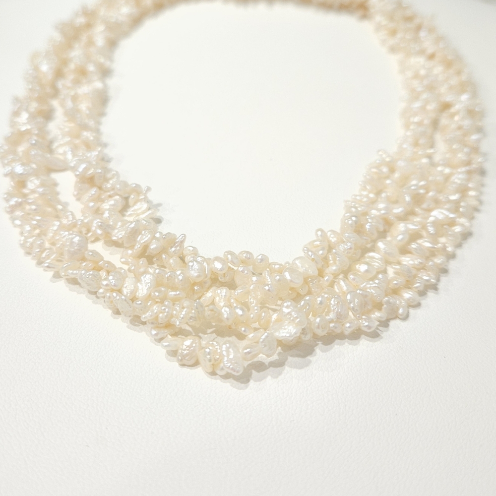 Vintage Pearl Necklace Genuine Freshwater Pearl 30" Beaded Multistrand Cream - Picture 16 of 16